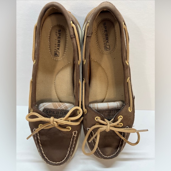 Sperry Top-Sider Boat Shoe Women's 7.5 M Angelfish Brown Leather Plaid STS90332 - Picture 5 of 7